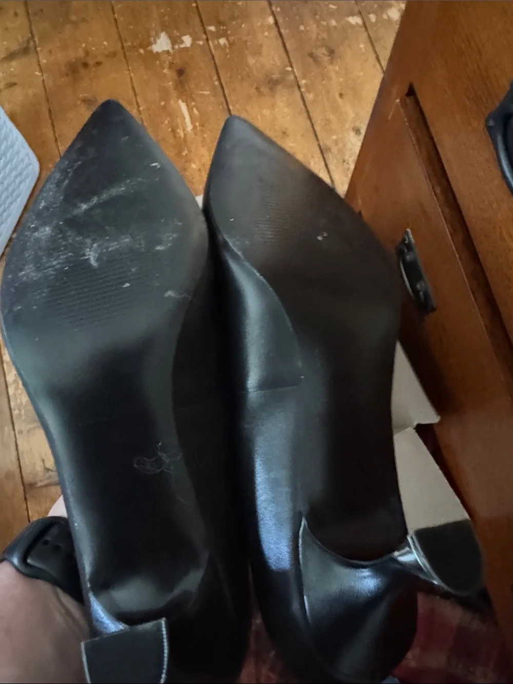 Nine West Black Pointed-Toe Pump with Metallic Accent Heel